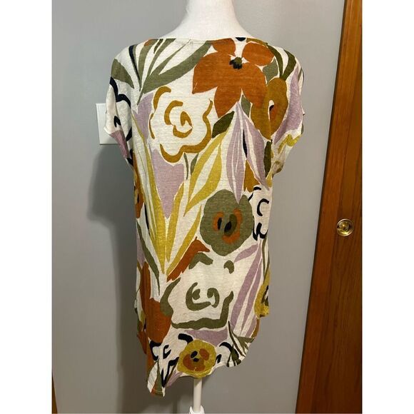 Rachel Zoe 100% linen cap‎ sleeve shirt tail top size M BIN P - Picture 3 of 6